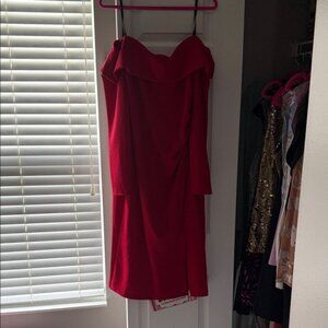 Chic Off-Shoulder Red Midi Dress
